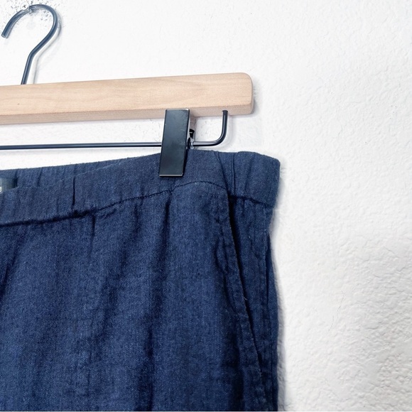 Theory Easy Pull On Cargo Linen Eco Sharkskin 2 Cropped Wide Leg Pants - Picture 3 of 12